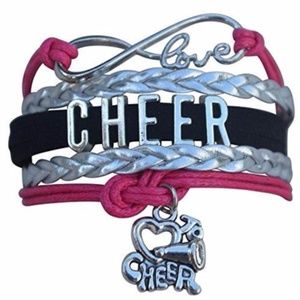 Girls Cheer Bracelet - Pink Black & Silver